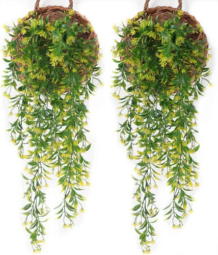 Vista 8 de CATTREE Arbustos artificiales, plantas de plástico, hierba de bambú, arbustos verdes falsos, hojas verdes, bodas, interiores, exteriores, hogar