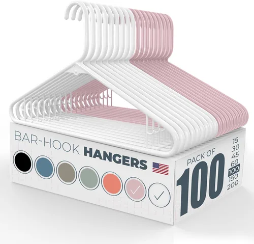 Vista 73 de Perchas de plástico fuertes hechas en Estados Unidos a granel, 20, 30, 50, 100 unidades, disponibles, para ropa de lavandería, perchas de plástico
