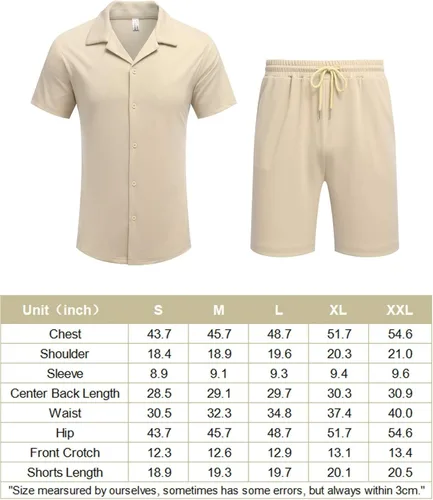 Vista 7 de COOFANDY Mens Two Piece Outfits Sets Casual Button Down Short Sleeve Shirt and Shorts Beach Outfits Sets