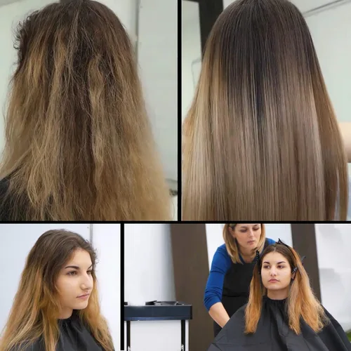 Vista 4 de Tratamiento de queratina brasileña para el cabello, fórmula expresa, botella de 10.1 fl oz, incluye champú aclarador de 4.1 fl oz y cepillo/peine