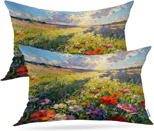 Vista 83 de Batmerry Bunny Basket of Flowers Cute Rabbit Spring Scene Throw Pillow Covers, A Cute Bunny Flowers Decorative Pillow Covers Digital Printing