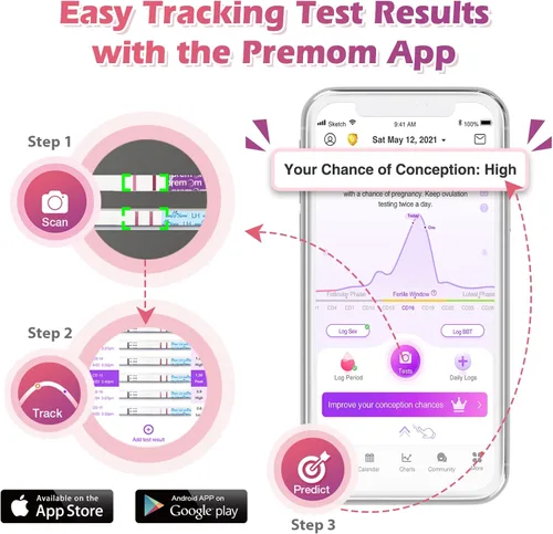Vista 4 de Easy@Home Kit de prueba de ovulación: 50 tiras de ovulación y 20 pruebas tempranas de embarazo y un termómetro corporal basal y vasos de orina