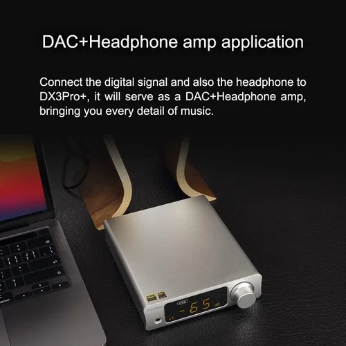 Vista 5 de Topping DX3pro+ LDAC Amplificador de auriculares - ES9038Q2M XU208 NFCA Bluetooth5.0 Decodificador de audio USB/Opt/Coaxial DAC AMP Pre amplificador