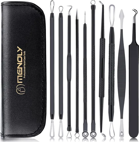 Vista 7 de MENOLY Kit de herramientas para reventar espinillas, 10 piezas, herramienta para eliminar espinillas, para acné, espinillas, comedones, acné, nariz