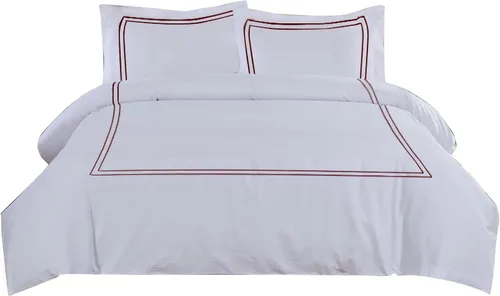 Vista 72 de BedDecor Lujoso juego de funda de edredón de algodón egipcio de 400 hilos, 1 pieza con hermoso bordado de 2 rayas