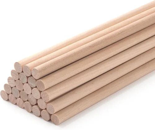 Vista 10 de Varillas de Clavija de Madera Tacos de Madera, 10 Piezas 1/2 x 12 pulgadas Varillas Redondas de Madera para Manualidades, Tacos de Macramé, Palos