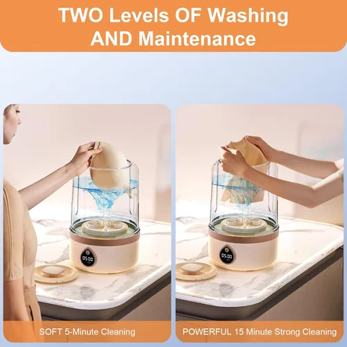 Vista 5 de Lavadora Portátil, Lavadora de Ropa Interior de 1.5L Recargable Inalámbrica Limpiadora de Esponjas de Maquillaje Limpieza Profunda Calcetines, Ropa