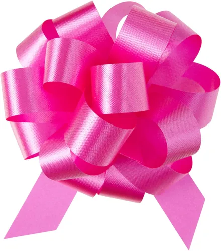 Berwick Offray The Perfect Bow Pull Ribbon, tamaño acabado de 4 pulgadas con 18 bucles, rosa belleza, 50 piezas