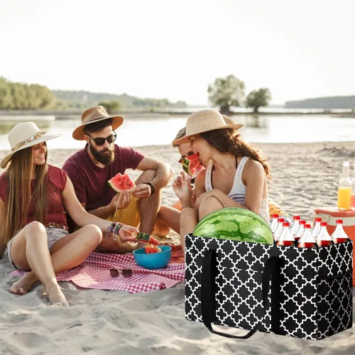 Vista 7 de GhvyenntteS Bolsa extragrande de utilidad – Bolsa de utilidad con marco de alambre de metal y tablero inferior duro, bolsas de comestibles