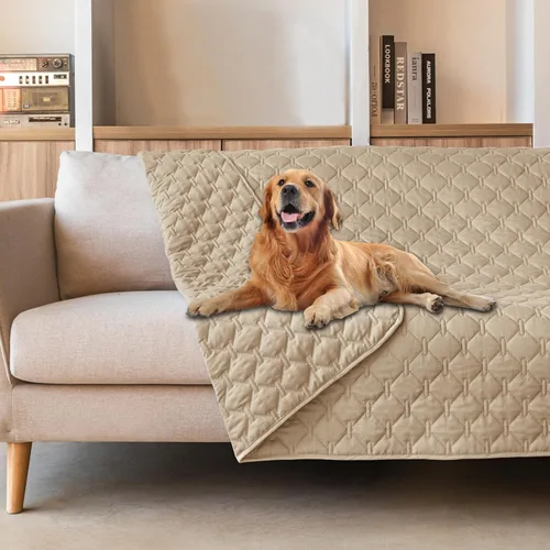 Vista 64 de gogobunny - Manta para perros y gatos 100% impermeable y de doble cara, funda suave para cama de mascotas, reversible, protege muebles, carbón