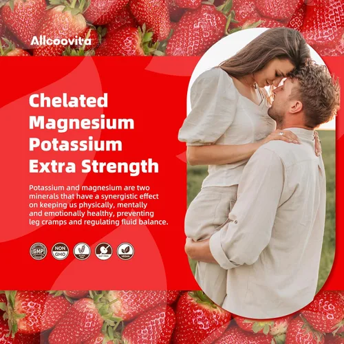 Vista 7 de Gomitas de glicinato de magnesio de 1000 mg Suplemento de magnesio y potasio sin azúcar con vitamina D, B6, CoQ10 para un estado de ánimo tranquilo