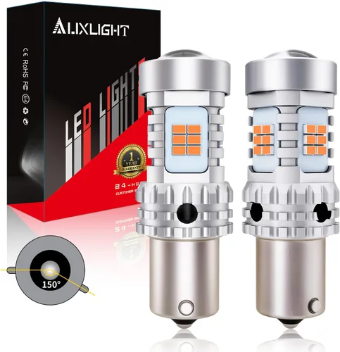 Vista 9 de AUXLIGHT 1156 BA15S Bombillas LED Extremadamente Brillantes 7506 1156A 1003 1141 P21W de Reemplazo para Luces de Señal de Giro, 2200K Amarillo Ámbar