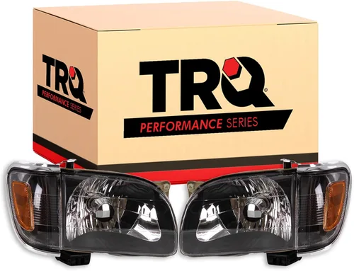 Vista 129 de TRQ Juego de Conjunto de Ensamble de Faros de 2 Piezas de Desempeño Halógeno con Marco Cromado Conductor y Lado del Pasajero Compatible con Mercedes