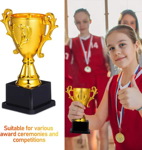 Vista 5 de IMIKEYA Copa de trofeo de oro: Premio de trofeo de plástico de 7.1 pulgadas, premio ganador del primer lugar Copa de trofeos para torneos deportivos