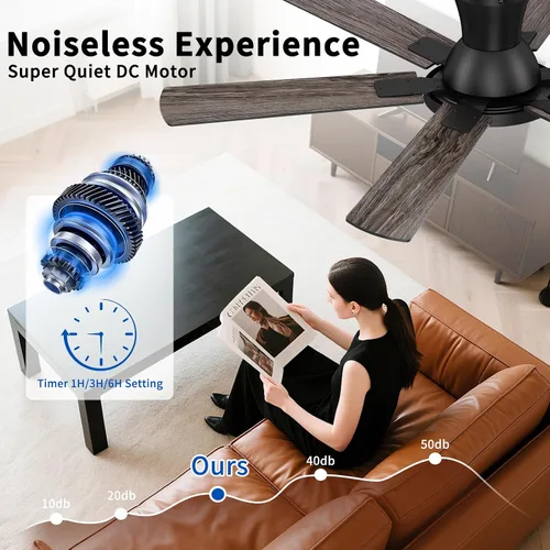 Vista 3 de Ventiladores de techo negros de 52 pulgadas con luces, ventilador de techo