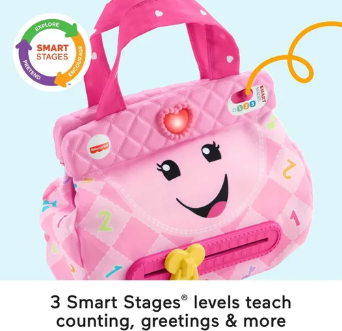 Vista 3 de Fisher-Price Laugh & Learn My Smart Purse, rosa, juguete musical para bebé