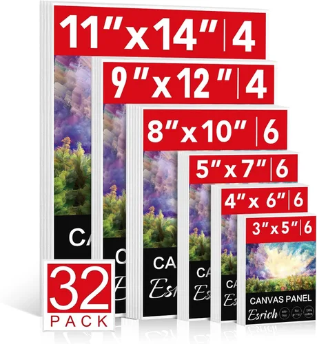 Vista 9 de ESRICH Mini lienzos para pintar, lienzo de 4 x 4 pulgadas a granel, paquete de 72 paneles de lienzo pequeños, lienzo de pintura de algodón