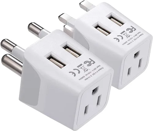 Vista 28 de Adaptador de viaje Ceptics, de EE. UU. a Japón, Filipinas, con doble USB, tipo A, ultra compacto Tipo M - Suráfrica