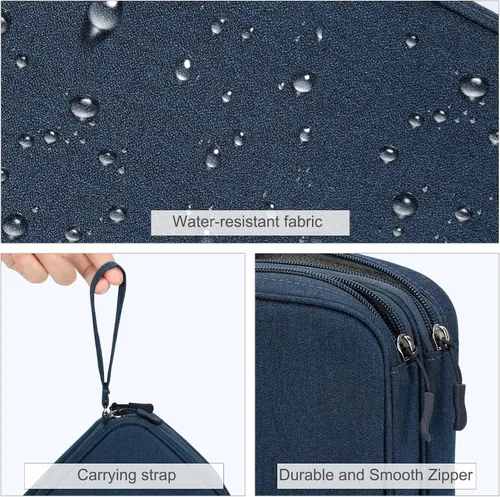 Vista 264 de FYY Organizador para accesorios electrónicos, para viajes, para cables, celular y cargadores, estuche portátil, impermeable, doble capa, bolsa