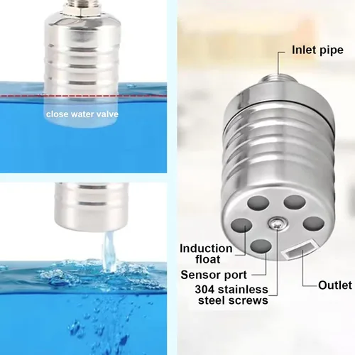 Vista 9 de Válvula de flotador de agua, válvula de flotador portátil de acero inoxidable 304 totalmente automática, control de nivel de agua, fácil de 3/4