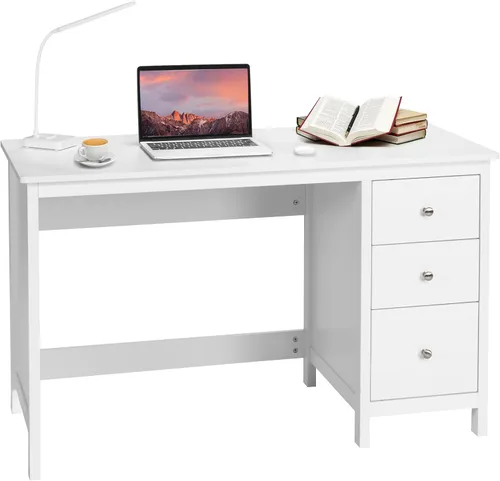 Vista 10 de Escritorio para computadora, escritorios de oficina en casa de 48 pulgadas con cajones, moderna mesa de tocador de maquillaje, escritorio para Negro
