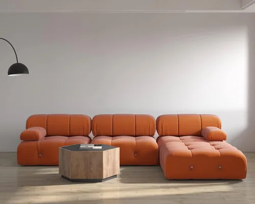Vista 43 de Sofá modular convertible, moderno sofá recto de terciopelo de 3 plazas para sala de estar, apartamento (104 pulgadas/negro)