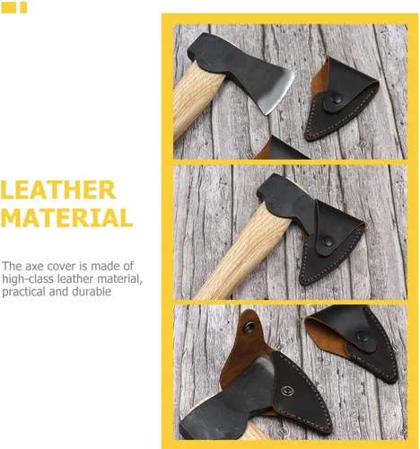 Vista 4 de Yardwe Axe Funda protectora de cuero para hacha portátil de cuero profundo para acampar al aire libre barbacoa y recinto de caza y suave