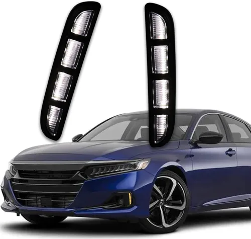 Switchback - Lámpara LED antiniebla delantera DRL blanca/ámbar/azul, luz de circulación diurna con función de señal de giro intermitente secuencial