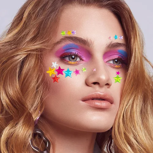 Vista 5 de Gemas para la cara con patrón de estrellas, diamantes de imitación autoadhesivos para Halloween, rave, maquillaje featival, para cuerpo, cara, ojos
