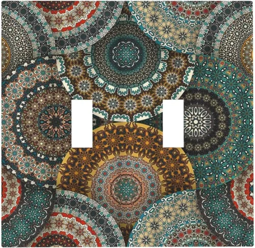 Vista 46 de Pintura al óleo de flores abstractas de 1 cuadrilla de interruptor de luz dúplex individual cubierta de salida placa de pared decorativa Placa