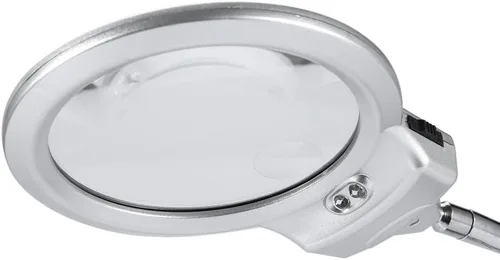 Vista 4 de Lámpara de aumento de escritorio, lente grande de mesa, diseño plegable iluminado, lupa iluminada con abrazadera de luz LED ajustable para trabajo