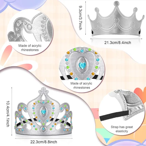 Vista 2 de Yaomiao 44 coronas de espuma para niños, tiaras de princesa, coronas de diamantes a granel, kits de fabricación de calcomanías para suministros