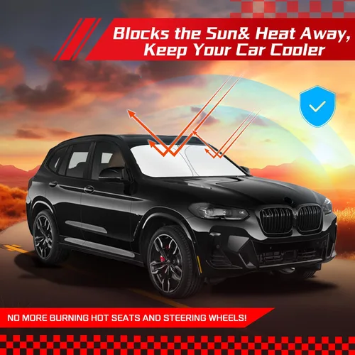 Vista 7 de ARISMOTOR Parasol para parabrisas para BMW X3 2018-2025, ajuste personalizado plegable, protector de parasol y visera solar para ventana delantera