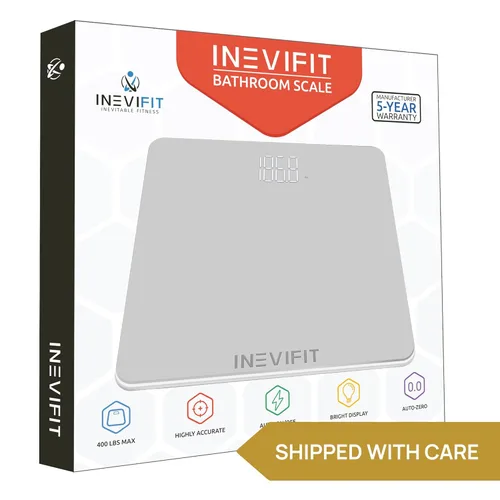 Vista 5 de Báscula de baño INEVIFIT, báscula digital de alta precisión, mide con precisión el peso de hasta 400 libras / 181.43 Kg.