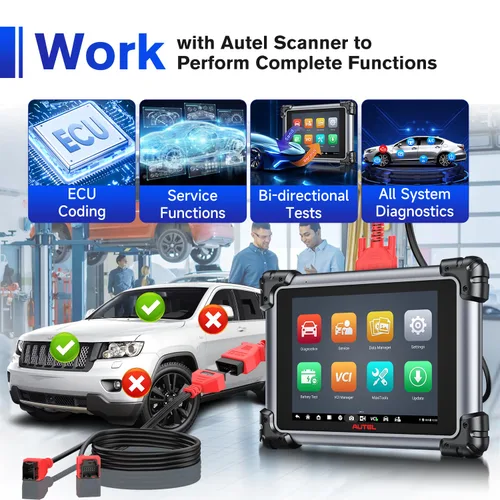 Vista 9 de Autel Cable Adaptador Original OBD2 12+8 para Chrysler, 2.6 pies/ 0.8M Cable de Seguridad Gateway Bypass OBDII 12 8 Universal para Vehículos FCA