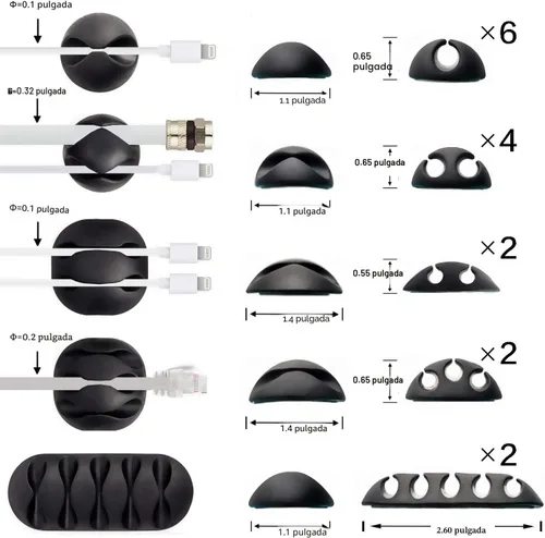 Vista 2 de O'Hill paquete de 30 ataduras para cables para computadora, electrodomésticos y dispositivos electrónicos con organizador de cables de escritorio