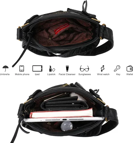 Vista 5 de Montana West Crossbody Bag for Women Soft Washed Leather Multi Pocket Shoulder Purses