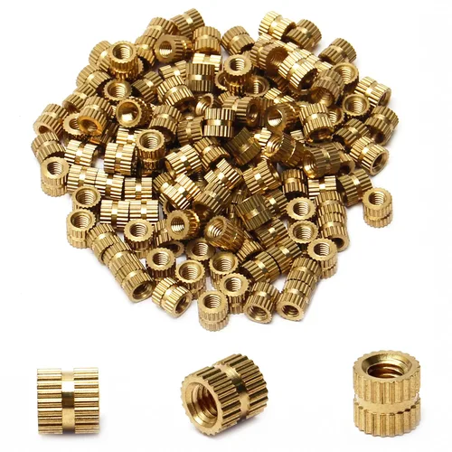 Vista 51 de Tuercas moleteadas de rosca hembra M2x3mm OD Tuercas de inserción roscadas de latón Tuercas de incrustación hidráulicas soldadas juntas Kit surtido