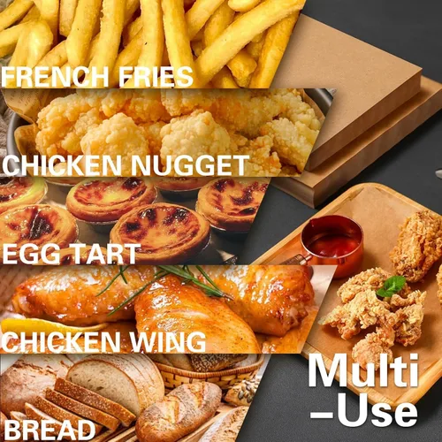 Vista 5 de Forros desechables para freidora de aire, 100 piezas de papel pergamino con 4 alfombrillas de teflón compatibles con horno tostador Nuwave de 30