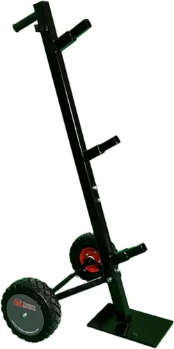 Vista 2 de Trigon Sports Carrito de béisbol de sóftbol con ruedas para bases de béisbol, marco de acero resistente con 3 postes para bases de sóftbol (negro)