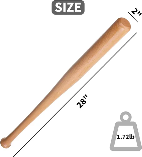 Vista 2 de Wooden Baseball Bats 34" 32" 30" 28" Full Size bate de beisbol Madera Solid Wood Baseball Bat for Adult Men Women Training Bat Softball Hitting