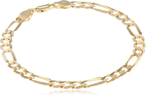 Tienda Collection Pulsera Figaro de oro amarillo de 14 k para hombre de 0.240 in, 8.25 pulgadas, Metal, Sin gemas.