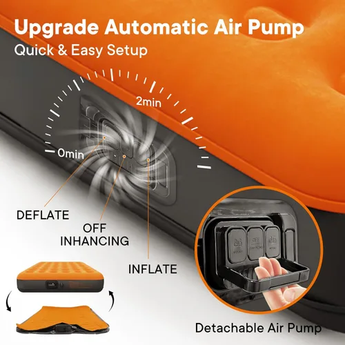 Vista 5 de Luxchoice Colchón de aire individual con bomba recargable incorporada de 9 pulgadas, colchón inflable de campamento, colchón inflable portátil, cama