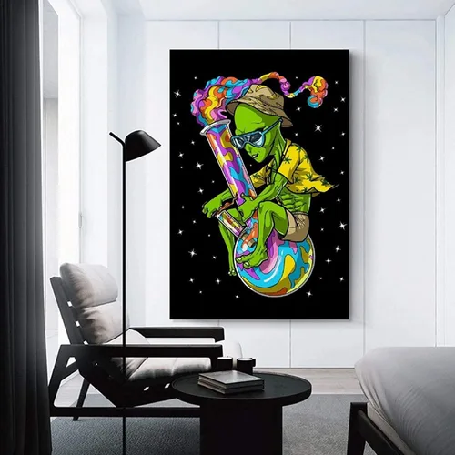 Vista 3 de Cysoo Hoja de marihuana Alien DIY 5D Diamond Painting Cannabis Weed Full Drill Art Kits