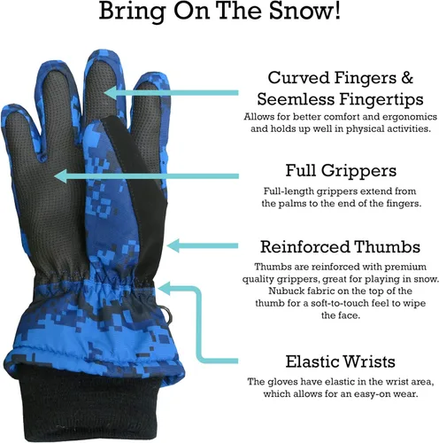 Vista 3 de N'Ice Caps - Guantes impermeables y con aislamiento Thinsulate para niños, adecuados para invierno, esquí y nieve