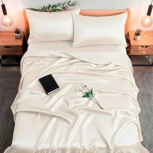 Vista 17 de Colorado Home Co SUNDAYSILKS Sábanas de seda de morera Juego de 4 piezas Queen Ropa de cama natural Suave y duradera Seda real orgánica