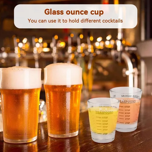 Vista 3 de Vaso medidor, vaso de chupito de espresso, vaso de vino líquido pesado, 4 escalas, ml, cucharadita, cucharada, taza de vino, tazas medidoras