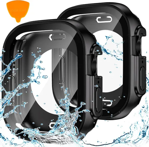 Vista 12 de Goton - 2 fundas para protector de pantalla de Apple Watch de 40 mm, series 6/5/4, SE 3/2/1, funda de protección de PC impermeable con vidrio