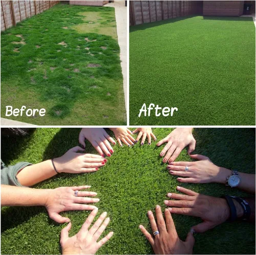 Vista 8 de Alfombra de césped artificial, 1 pie x 1 pie (1 pie²), alfombra de césped sintético para interiores y exteriores, tapete para decoración de balcón