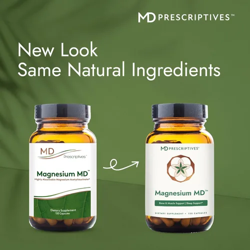 Vista 7 de MD Prescriptives - Magnesio MD - Suplemento dietético de magnesio altamente absorbible con glicinato y taurinato de acetilo - 120 cápsulas